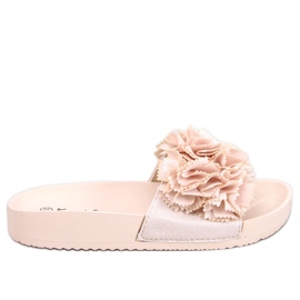 BM Traille Beige blomstertøfler til kvinder