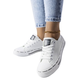 Vinceza hvide gennembrudte sneakers