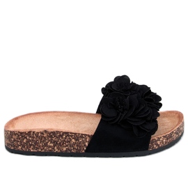 BM Kork hjemmesko med blomster fra Brice Black sort