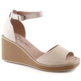 Komfortable lædersandaler Filippo DS4507 til kvinder beige