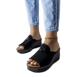 BM Vincez sorte sandaler med høj kile