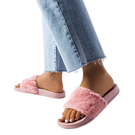 Pink slides med pels fra Raffaele lyserød
