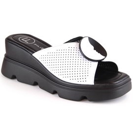 Dame læder wedge hjemmesko hvid Filippo DS4608