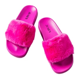 Pink slides med pels fra Raffaele lyserød