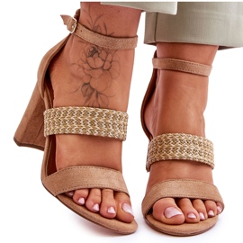 Suede Sandaler Med Flettet Hæl Camel Roselia brun