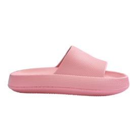 Moderigtige lette flip-flops på en massiv sål, lyserød rebel
