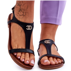 Flade sandaler med dekoration S.Barski KV-5541-45 Sort