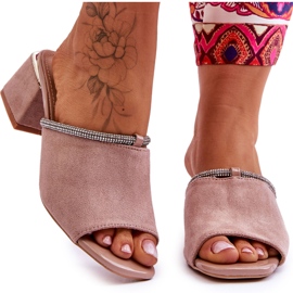 S.Barski suede højhælede hjemmesko KV-612-2 Beige
