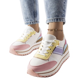 Pink sneakers med glitterindlæg fra Lang lyserød