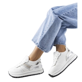 Hvide sneakers med glitterindlæg fra Lang