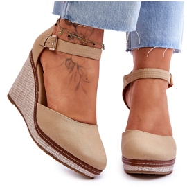Klassiske kilesandaler til kvinder Mørk Beige Malani