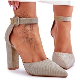 Shiny High Heel Pumps Gold True Love gylden