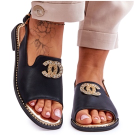 Damesandaler med dekoration S.Barski KV-2775-49 Sort