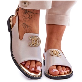 Damesandaler med dekoration S.Barski KV-2775-49 Pink-Gold lyserød