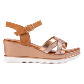 Shelovet-sandaler i guld til kvinder beige