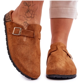 Camel Vellma Ruskind Cork Platform Hjemmesko brun