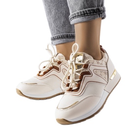 Beige sneakers med gulddetaljer fra Bedord