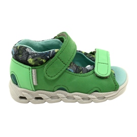 Børns lædersandaler til velcro Mazurek 1363 Green grøn