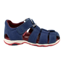 Lædersandaler til velcro Mazurek 1364 Navy Blue blå