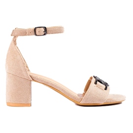 W. Potocki Potocki højhælede sandaler i beige ruskind