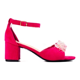 W. Potocki Suede sandaler på en stolpe med Potocki fuchsia krystaller lyserød