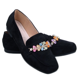 Davitian Black rhinestone loafers sort