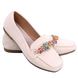 Davitian Beige rhinestone loafers