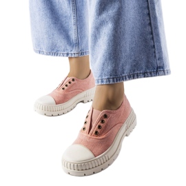Walton pink sneakers med elastik lyserød