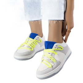 Grå sneakers med neon snørebånd fra Aucoin hvid