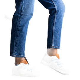 Aucoin grå sneakers med blå snørebånd hvid