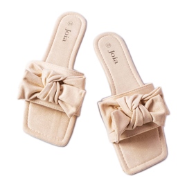 BM Beige elegante sliders med sløjfe fra Thériault
