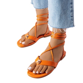 Orange sandaler med snøre fra Marleau