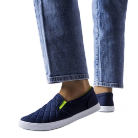 Marineblå quiltede slip-on sneakers fra Gregory