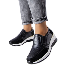 Sorte gennembrudte wedge sneakers fra Vernon