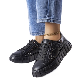 Sorte sneakers med guld Patch-indlæg