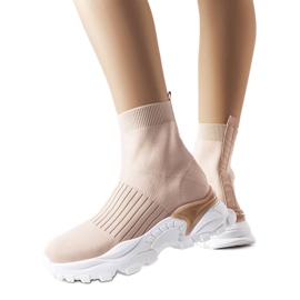 Beige sneakers med elastisk overdel fra Antonio
