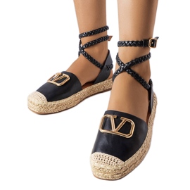 Sorte espadriller med snørebånd til forældre