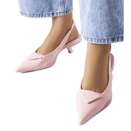 Pink sandaler med lav hæl fra Gougeon lyserød