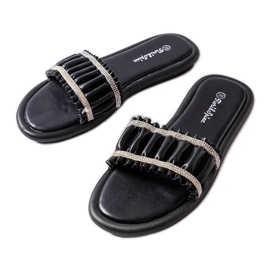 Sorte flip-flops med Anapor rhinestones