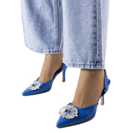 Moïse blå rhinsten pumps