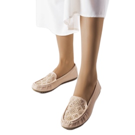 Beige loafers dekoreret med Gamache rhinsten
