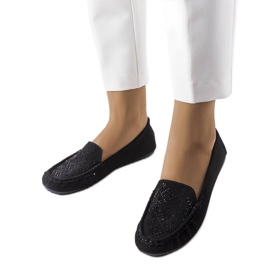 Sorte loafers dekoreret med Gamache rhinsten