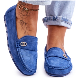 Castelo Blue Slip On Loafers i ruskind blå