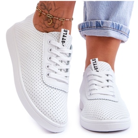 Kvinders åbent blonder -op hvide sneakers
