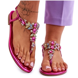 Flip Flops til kvinder med sten Fuchsia Lenisa lyserød