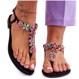 Suede Flip Flops Med Stones Black Frency sort