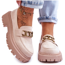 Dame Ruskind Platform Loafers Light Beige Larey