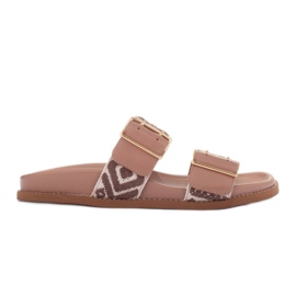 Marco Shoes Hjemmesko med spænder beige