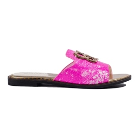 Pink flip-flops til kvinder med gulddekoration fra Shelovet lyserød