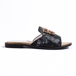 Pink flip-flops til kvinder med gulddekoration fra Shelovet sort